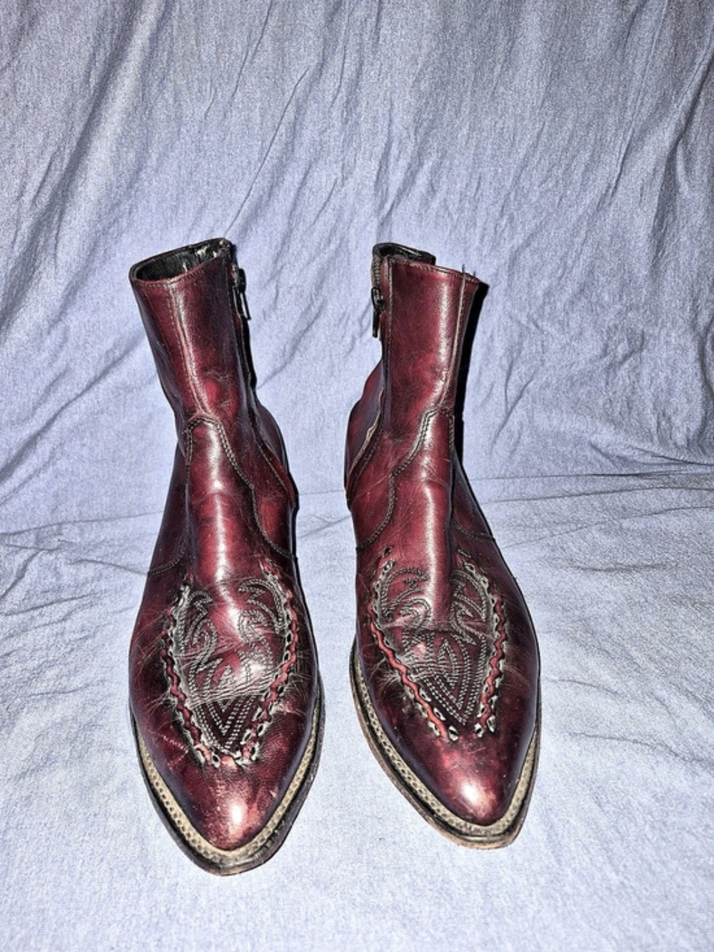 Vintage Abilene 6901 Men’s 10D Burgundy Leather Western Ankle Boots Side Zip